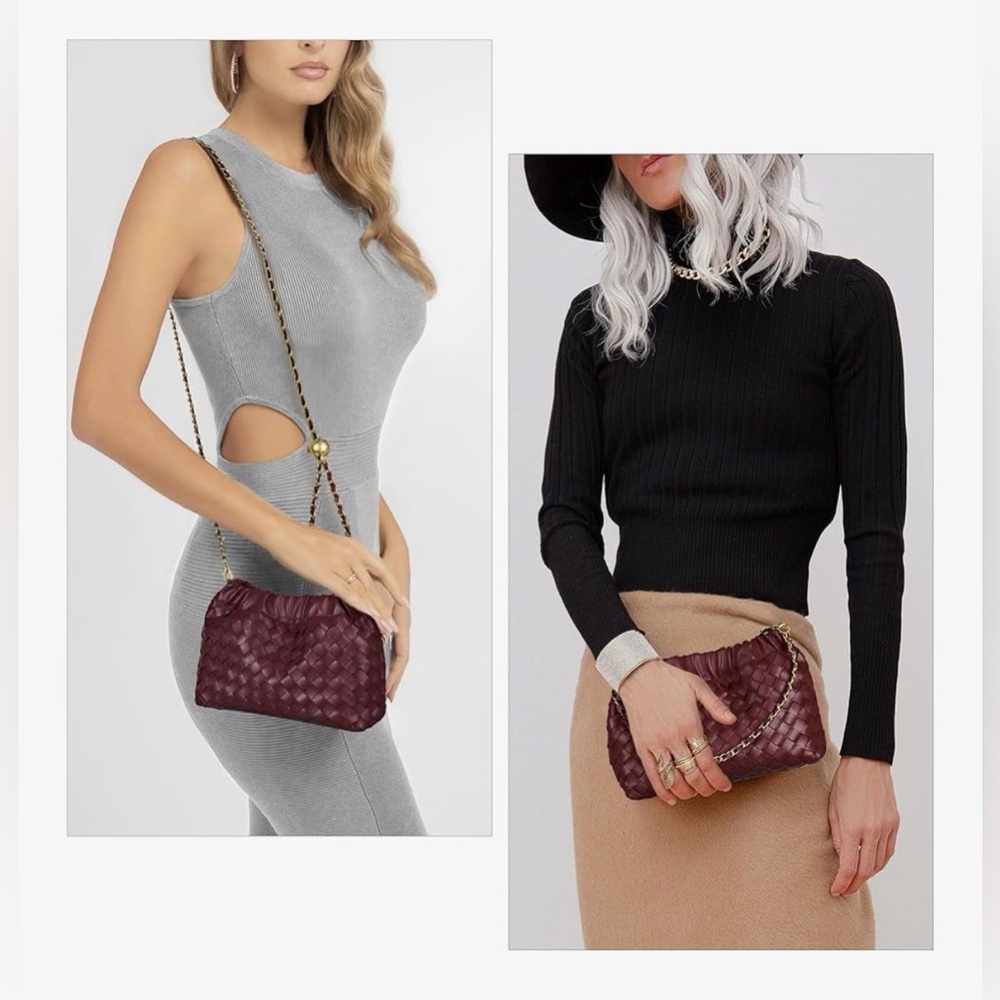 NEW Joryin Woven Crossbody Bag & Evening Purse Dumpling Clutch Hobo Cloud - Picture 5 of 7